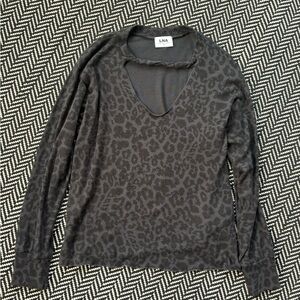 LNA Gray and Black Leopard Print Top